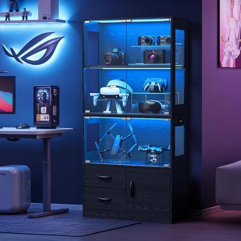 VersionTECH. Glass Display Cabinet, 4-Tier Curio Cabinet for Collectibles in Saudi Arabia