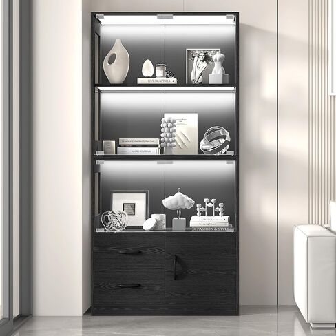 VersionTECH. Glass Display Cabinet, 4-Tier Curio Cabinet for Collectibles in Saudi Arabia