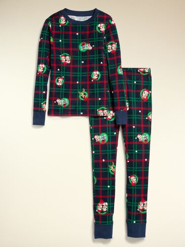 Old Navy Old Navy x Disney Gender-Neutral Snug-Fit Pajama Set for Kids - Wreath Plaid in Kuwait
