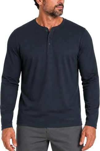 Mens Henley Shirts Long Sleeve Regualar Fit Casual 3 Button T-Shirts Cotton Blended Tee in Kuwait