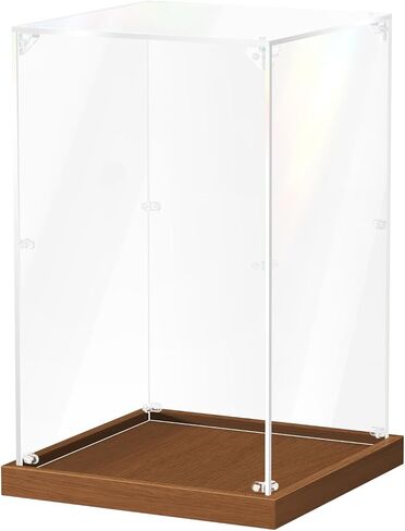 JUJOMAT Acrylic Display Case for Collectibles, Clear Box 10x10x16 in, Black in Saudi Arabia