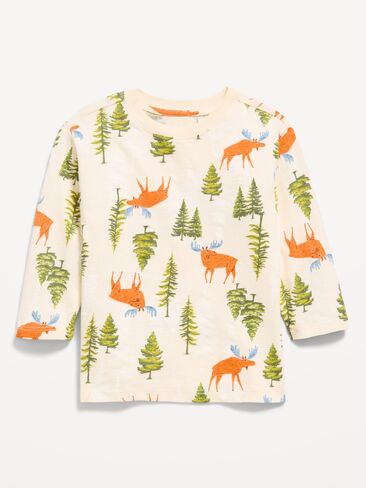 Old Navy Printed Long-Sleeve Unisex T-Shirt for Toddler - Moose in Kuwait