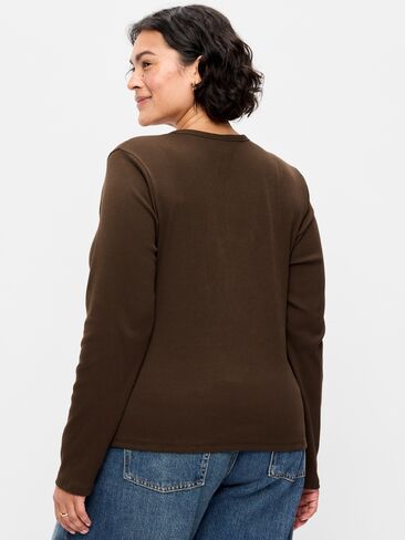 Old Navy Snug Long-Sleeve Button-Front Ribbed Top - Earthen in Saudi Arabia