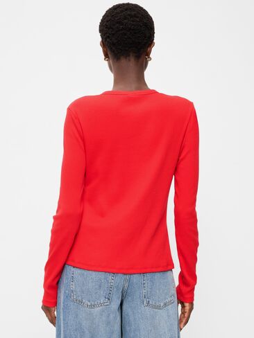 Old Navy Snug Long-Sleeve Button-Front Ribbed Top - Scotty Red in Saudi Arabia