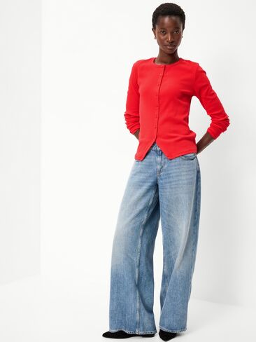 Old Navy Snug Long-Sleeve Button-Front Ribbed Top - Scotty Red in Saudi Arabia