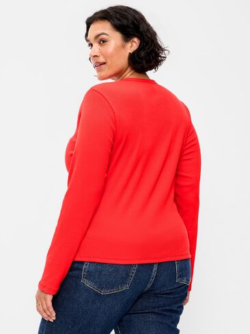 Old Navy Snug Long-Sleeve Button-Front Ribbed Top - Scotty Red in Saudi Arabia