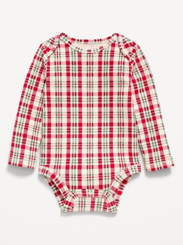 Old Navy Printed Unisex Long-Sleeve Bodysuit for Baby - Red Green Plaid in Kuwait