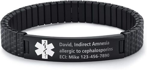 TEMICO Free Engraving Medical Alert ID Bracelet Stainless Steel Watch Band Stretch Bracelets for Men Women in Saudi Arabia