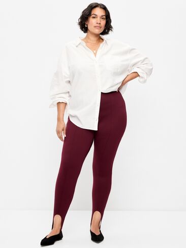 Old Navy High-Waisted Stirrup Leggings for Women - Red Raisin in Kuwait