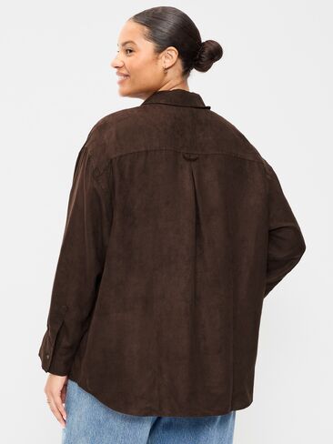 Old Navy Oversized Boyfriend Button-Down Faux-Suede Shirt - Earthen in Saudi Arabia