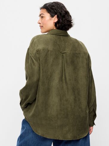 Old Navy Oversized Boyfriend Button-Down Faux-Suede Shirt - Hearthwood in Saudi Arabia