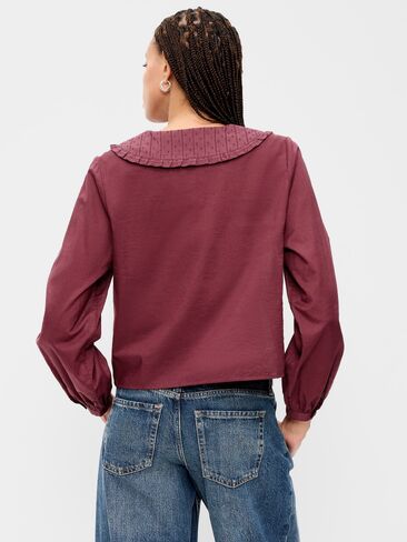 Old Navy Long-Sleeve Statement Collar Button-Front Top - Reddy Or Not in Saudi Arabia