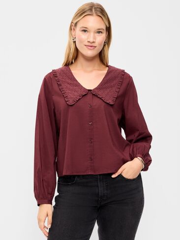 Old Navy Long-Sleeve Statement Collar Button-Front Top - Reddy Or Not in Saudi Arabia