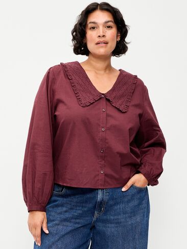 Old Navy Long-Sleeve Statement Collar Button-Front Top - Reddy Or Not in Saudi Arabia