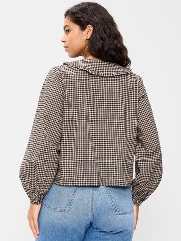 Old Navy Long-Sleeve Statement Collar Button-Front Top - LS STATEMENT C:SBRWNPLD in Saudi Arabia