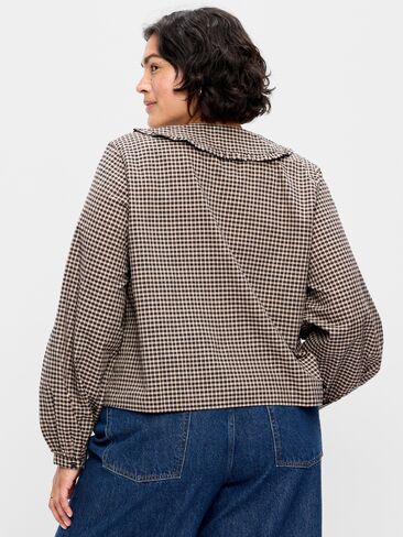 Old Navy Long-Sleeve Statement Collar Button-Front Top - LS STATEMENT C:SBRWNPLD in Saudi Arabia