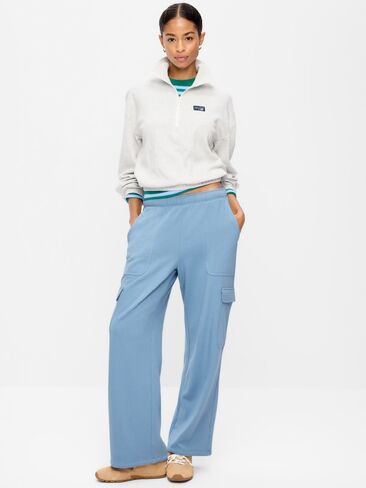 Old Navy High-Waisted SoComfy Wide-Leg Cargo Sweatpants - Naturalist Blue in Kuwait