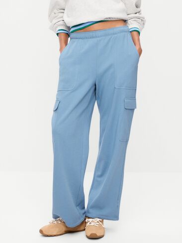 Old Navy High-Waisted SoComfy Wide-Leg Cargo Sweatpants - Naturalist Blue in Kuwait