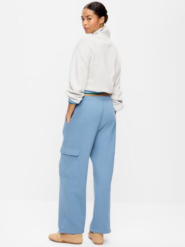 Old Navy High-Waisted SoComfy Wide-Leg Cargo Sweatpants - Naturalist Blue in Kuwait