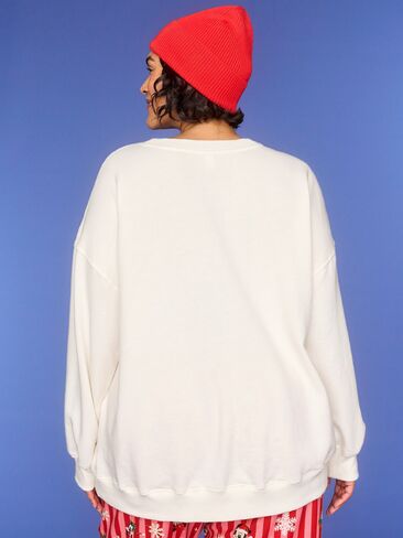 Old Navy Old Navy x Disney Oversized Graphic Sweatshirt for Women - Sea Salt in Saudi Arabia