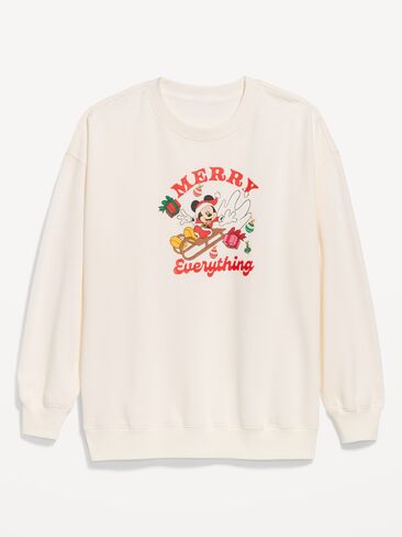 Old Navy Old Navy x Disney Oversized Graphic Sweatshirt for Women - Sea Salt in Saudi Arabia
