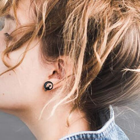 Stuppendux Black Cat Screw Stainless Steel Flare Ear Plugs Tunnels Gauges 0G-5/8 in Saudi Arabia