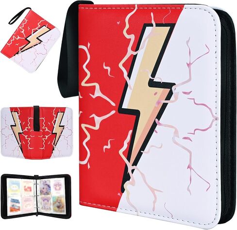 Portable Collectible Trading Card AlbumsWith Zipper 4 PocketCard Binder 400 Cards With 50 Removable Sleeves Card Folder for TCG, Sports Cards (Red) in Saudi Arabia