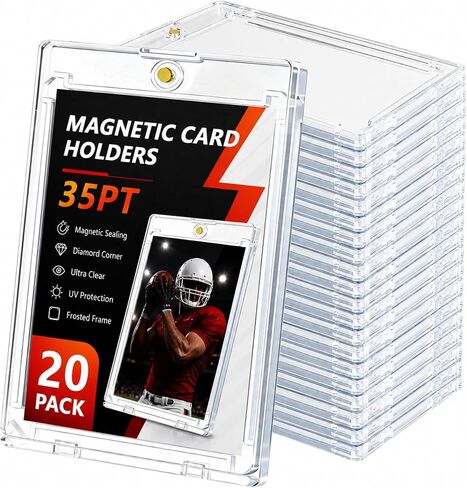 VNDUEEY 20ct Magnetic Card Holder，35pt Slim One Touch Card Holder Card Case, Waterproof U-V Protectors Hard Clear Plastic for Trading, Sports, Football,Baseball,Game Cards Magnet Display Case in Kuwait