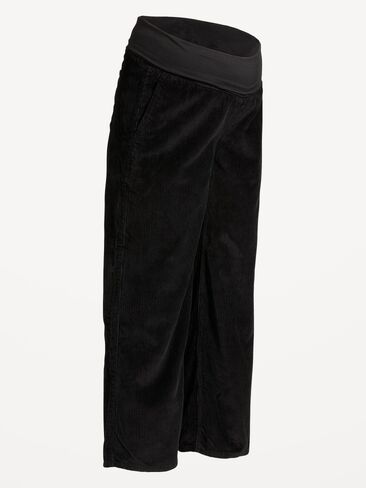 Old Navy Maternity Corduroy Rollover-Waist Wide-Leg Pants - Black Jack in Kuwait