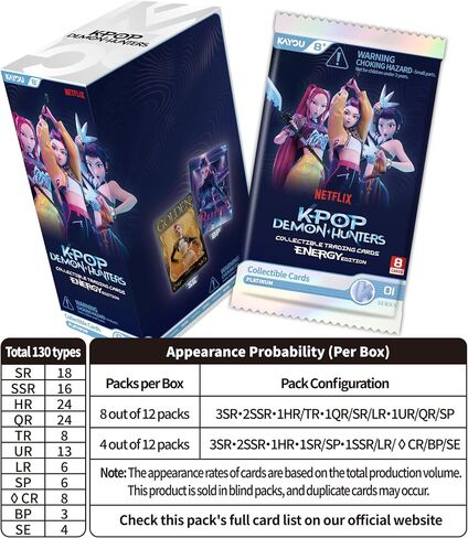 Kpop Demon Hunters, Collectible Trading Cards, Energy Edition, Series 1, 12 Packs, 8 Cards/Pack in Kuwait