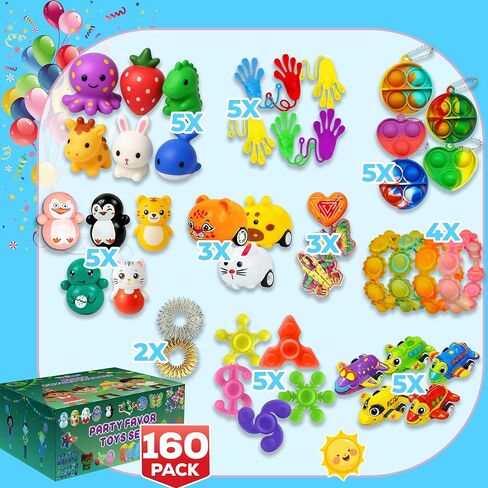160 Pcs Fidget Toys Party Favors Pack, Randomly Selected Pop Sensory Set Gifts Stickers for Kids Adults Boy Girl Stocking Stuffers Autistic Bulk Goodie Bag Filler Treasure Box Classroom Prizes School in Saudi Arabia