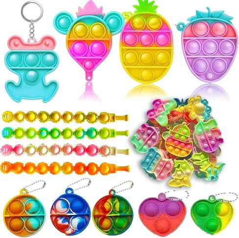 160 Pcs Fidget Toys Party Favors Pack, Randomly Selected Pop Sensory Set Gifts Stickers for Kids Adults Boy Girl Stocking Stuffers Autistic Bulk Goodie Bag Filler Treasure Box Classroom Prizes School in Saudi Arabia