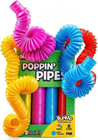BUNMO Pop Tubes - Sensory Toys - Fidget Toys - Imaginative Play & Stimulating Creative Learning - Hours of Fun for Kids - Tons of Ways to Play - Non-Mouthable Toy 3+ - 4 Pack Large in Kuwait