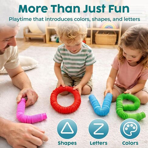BUNMO Pop Tubes - Sensory Toys - Fidget Toys - Imaginative Play & Stimulating Creative Learning - Hours of Fun for Kids - Tons of Ways to Play - Non-Mouthable Toy 3+ - 4 Pack Large in Kuwait