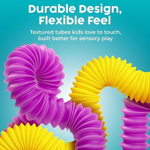 BUNMO Pop Tubes - Sensory Toys - Fidget Toys - Imaginative Play & Stimulating Creative Learning - Hours of Fun for Kids - Tons of Ways to Play - Non-Mouthable Toy 3+ - 4 Pack Large in Kuwait