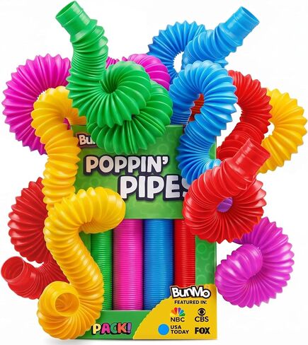 BUNMO Pop Tubes - Sensory Toys - Fidget Toys - Imaginative Play & Stimulating Creative Learning - Hours of Fun for Kids - Tons of Ways to Play - Non-Mouthable Toy 3+ - 4 Pack Large in Saudi Arabia