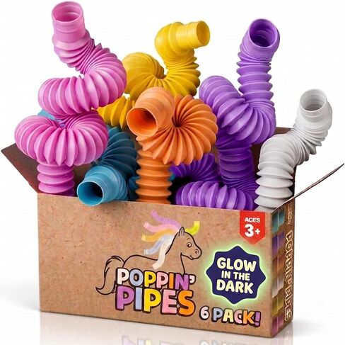 BUNMO Pop Tubes - Sensory Toys - Fidget Toys - Imaginative Play & Stimulating Creative Learning - Hours of Fun for Kids - Tons of Ways to Play - Non-Mouthable Toy 3+ - 4 Pack Large in Kuwait