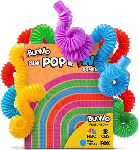 BUNMO Pop Tubes - Sensory Toys - Fidget Toys - Imaginative Play & Stimulating Creative Learning - Hours of Fun for Kids - Tons of Ways to Play - Non-Mouthable Toy 3+ - 4 Pack Large in Kuwait