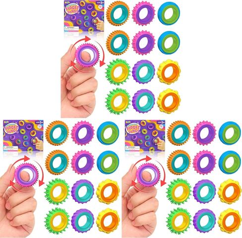 Fidget Toys Sensory Rings for Kids: 12 Pack Finger Spinner Rings - Texture Stress Toys for Kids Autism Calming - Fun Fidgets for Student Classroom Prize Stocking Stuffers in Kuwait