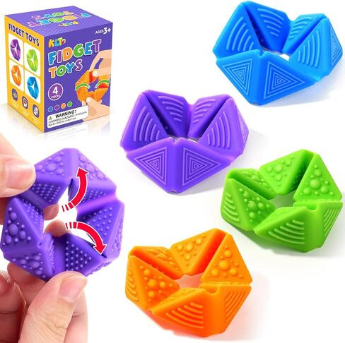 KLT Fidget Toys Bulk for Kids: 12 Pack Quiet Sensory Flip Toys with 4 Textures - Small Silicone Fidgets for Classroom Prize Box - Autism ADHD Calm Down Toys in Saudi Arabia