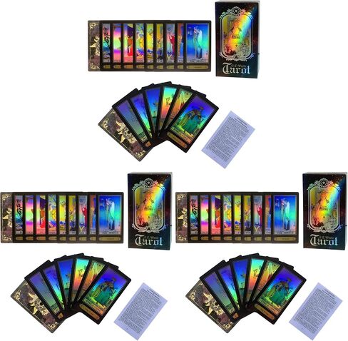 SUNHHX Tarot Cards Set, 78 Surface Laser Tarot Cards with English Instructions Book for Beginners (English Edition) in Kuwait