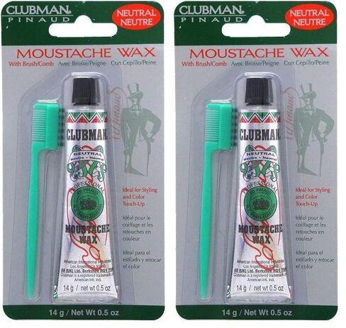 Clubman Pinaud Moustache Wax with Free Brush/Comb Applicator, Chestnut, 0.5 Ounce in Saudi Arabia