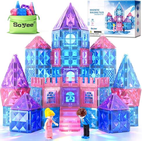 Diamond Magnetic Tiles Princess Castle Building Girls Toys Ages 3-12 Games in Saudi Arabia