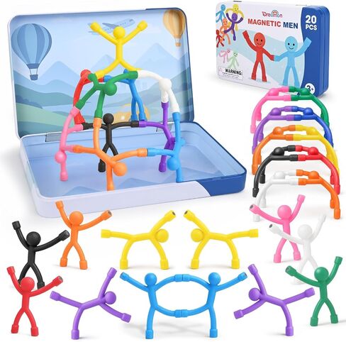 20Pcs Magnetic Travel Toys, Magnets Men for Kids with Portable Metal Box in Saudi Arabia