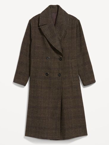 Old Navy Oversized Full-Length Overcoat - Brown Plaid in Kuwait