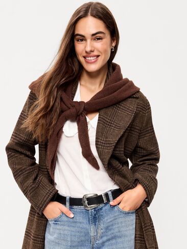 Old Navy Oversized Full-Length Overcoat - Brown Plaid in Kuwait