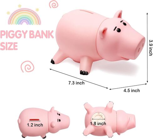 Piggy Bank, Cute Plastic Coin Bank for Boys and Girls, Unbreakable Pig Money Bank for Kids Gift (Pink) in Kuwait
