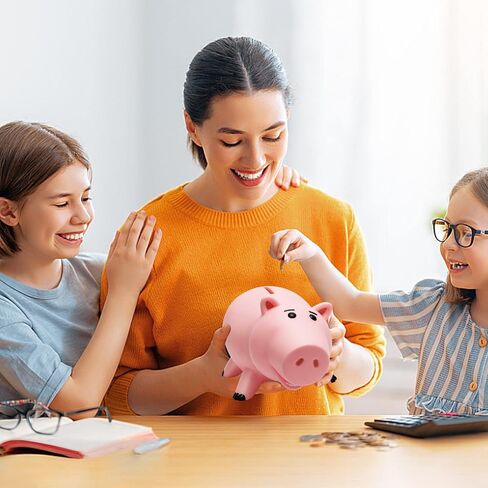 Piggy Bank, Cute Plastic Coin Bank for Boys and Girls, Unbreakable Pig Money Bank for Kids Gift (Pink) in Kuwait