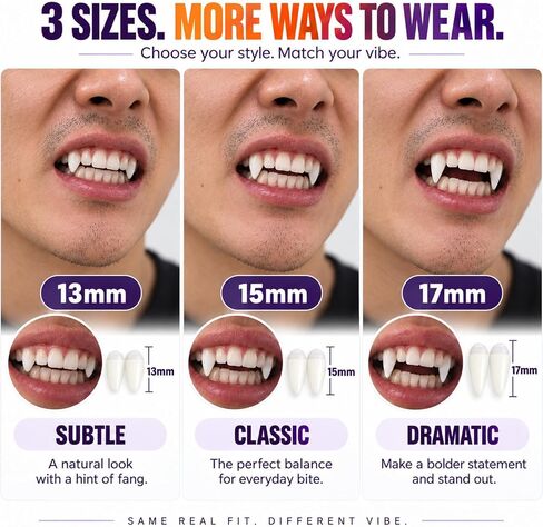 WesGen Fake Fangs Vampire Teeth for Halloween, 3 Pairs in Saudi Arabia