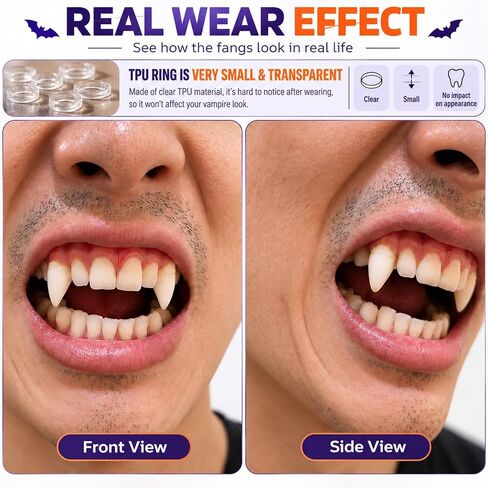 WesGen Fake Fangs Vampire Teeth for Halloween, 3 Pairs in Saudi Arabia